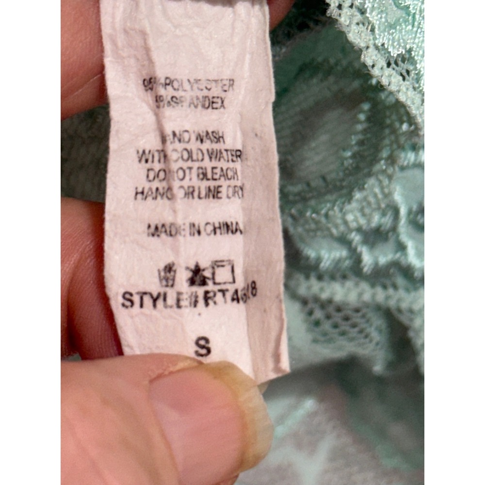 Windsor Mint Green Lace Crop Bralette Top Ruched V Neck S - Picture 4 of 6